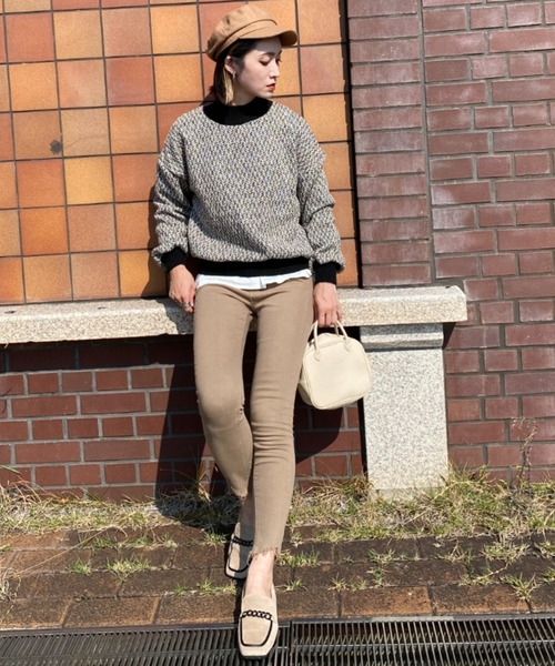 deux amour(ドゥーザムール)の「MIXツイードニットプルオーバー(その他トップス・レディース・ベージュ/ワインレッド・MEDIUM)」の22枚目の写真