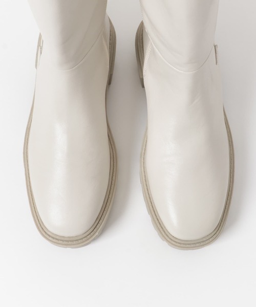 SENSE OF PLACE by URBAN RESEARCH(センスオブプレイスバイアーバンリサーチ)の「トラックソールサイドゴアロングブーツ(ブーツ・レディース・ブラック/アイボリー・SMALL/MEDIUM/LARGE)」の8枚目の写真