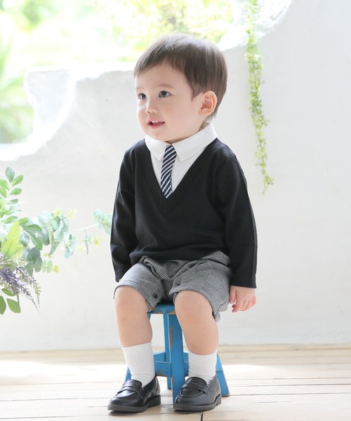 Aenak （アエナック）の「【Aenak / アエナック】フォーマルVネックロンパース（ロンパース・キッズ・グレー/ブラック系その他・80/70）」の9枚目の写真