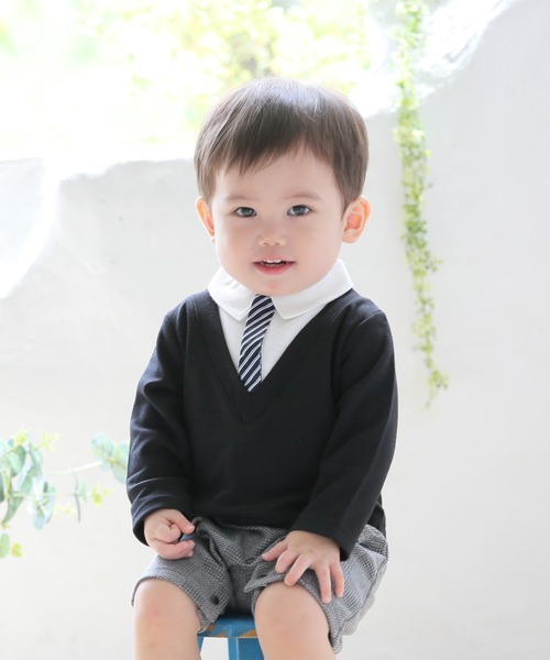 Aenak （アエナック）の「【Aenak / アエナック】フォーマルVネックロンパース（ロンパース・キッズ・グレー/ブラック系その他・80/70）」の10枚目の写真