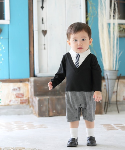 Aenak （アエナック）の「【Aenak / アエナック】フォーマルVネックロンパース（ロンパース・キッズ・グレー/ブラック系その他・80/70）」の11枚目の写真