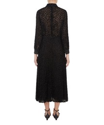 EMPORIO ARMANI▼ベルト付き ポルカドット柄 サテン ドレス セール】ドット柄7分袖レースリボンベルトフォーマルワンピース