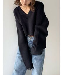EMODA | ワイドクロップドVニット(ニット/セーター)