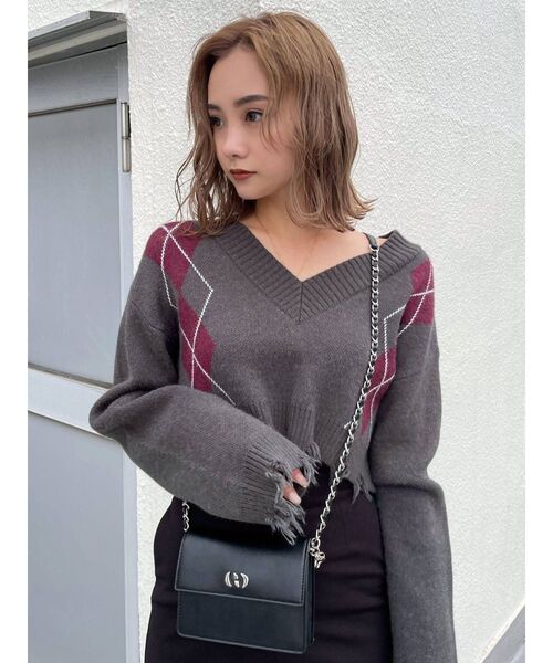 売約済みご確認用 定価16800円 EMODA ニット ジャガードチェックニット[品番：MKSW0056509]｜EMODA（エモダ