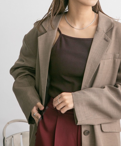 KBF（ケイビーエフ）の「カップ付きキャミソール（キャミソール・レディース・ダークブラウン/オフホワイト/ブラック・ONE）」の3枚目の写真