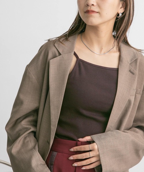 KBF（ケイビーエフ）の「カップ付きキャミソール（キャミソール・レディース・ダークブラウン/オフホワイト/ブラック・ONE）」の6枚目の写真