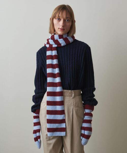 WILLIAM BRUNTON × Steven Alan＞CASHMERE BORDER MUFFLER/マフラー