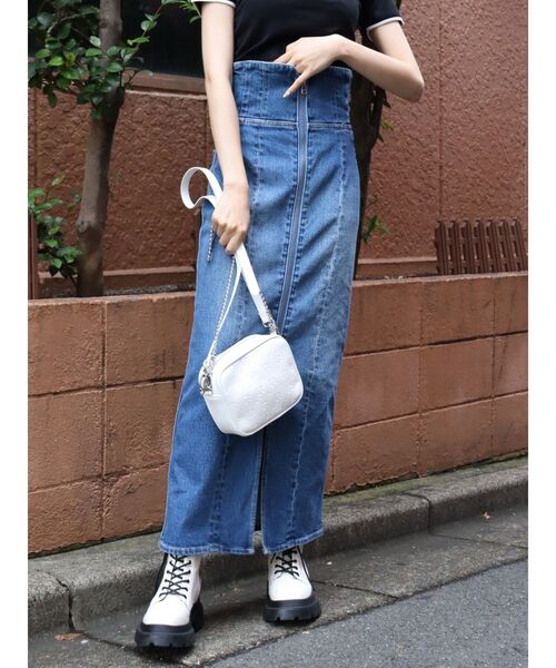 EVRIS（エヴリス）の「フロントジップデニムミディスカート（デニムスカート・レディース・ブルー/ライトブルー・SMALL/MEDIUM）」の18枚目の写真