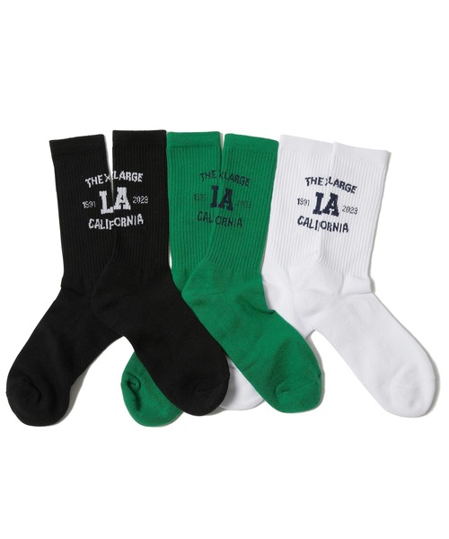XLARGE（エクストララージ）の「COLLEGE LOGO SOCKS（ソックス/靴下・メンズ・ホワイト/ブラック/グリーン・ONE SIZE）」の4枚目の写真
