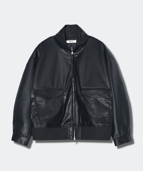 COLIN（コリン）の「COLIN:Benjamin FAKE LEATHER HI-NECK BLOUSON / Benjamin フェイクレザー スタンド ハイネック ブルゾン（ライダースジャケット・メンズ・モカ/グリーン/ブラック・L/M）」の11枚目の写真