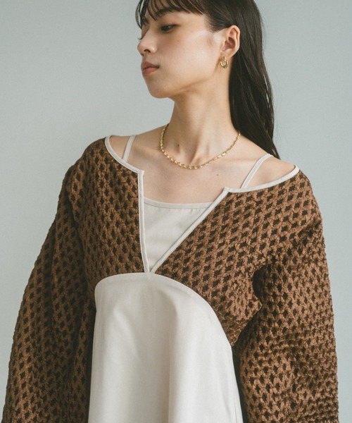 VANNIE U（ヴァニーユー）の「アーチウエストジャガードワンピース（ワンピース・レディース・ブルー/アイボリー/ブラック/ブラウン・FREE）」の21枚目の写真