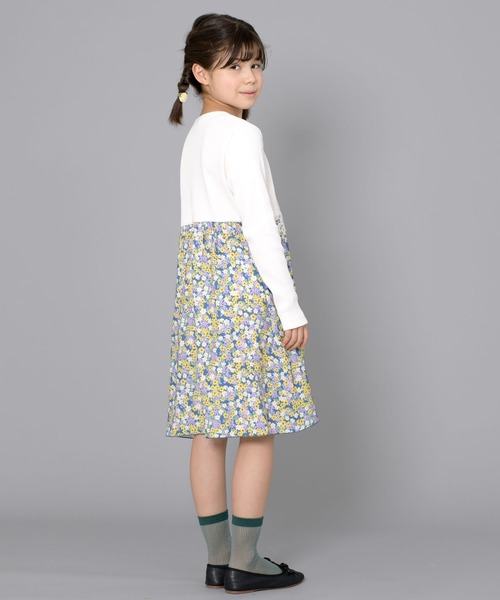 trois lapins kp（トロワラパンケーピー）の「デシン小花プリント切替えワンピース(140～160cn)（ワンピース・キッズ・オフホワイト・140cm/150cm/160cm）」の3枚目の写真