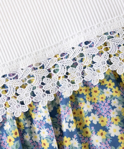 trois lapins kp（トロワラパンケーピー）の「デシン小花プリント切替えワンピース(140～160cn)（ワンピース・キッズ・オフホワイト・140cm/150cm/160cm）」の7枚目の写真