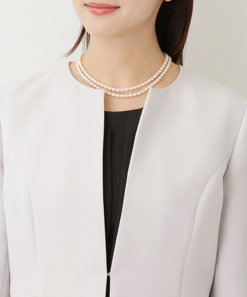 UNTITLED（アンタイトル）の「◆【学校行事／セレモニー】ジョーゼット ノーカラージャケット（ノーカラージャケット・レディース・ネイビー/グレー系/ブラック・01/02/03/04/42/44/46/48/50/00）」の8枚目の写真