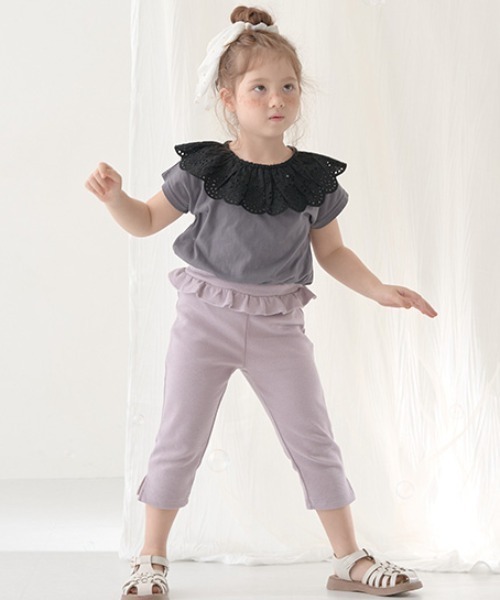 Lycee mine(リセマイン)の「【エニウェアシリーズ】サイドスリット7分丈カプリパンツ(その他パンツ・キッズ・ミント/ブラック/ピンク/アイボリー/サックスブルー系/ラベンダー/ベージュ・100cm/110cm/120cm/130cm/140cm)」の21枚目の写真