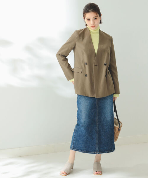 B:MING by BEAMS(ビーミングバイビームス)の「B:MING by BEAMS / 麻混 ジャケット(ノーカラージャケット・レディース・ライトベージュ/ブラウン・SMALL/MEDIUM)」の8枚目の写真