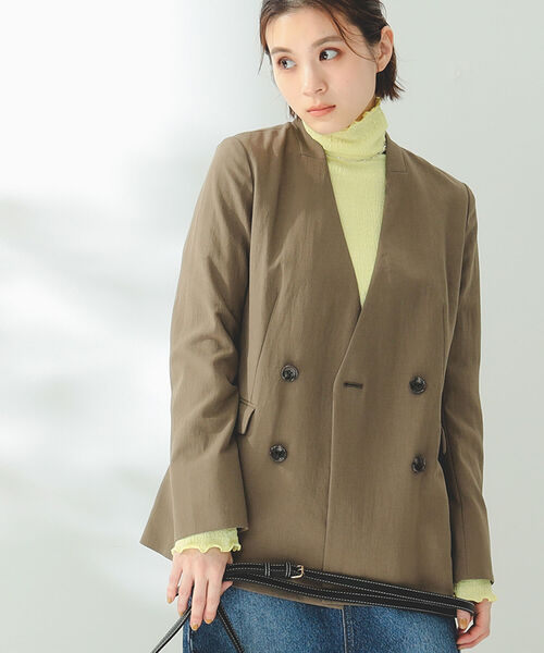 B:MING by BEAMS(ビーミングバイビームス)の「B:MING by BEAMS / 麻混 ジャケット(ノーカラージャケット・レディース・ライトベージュ/ブラウン・SMALL/MEDIUM)」の10枚目の写真