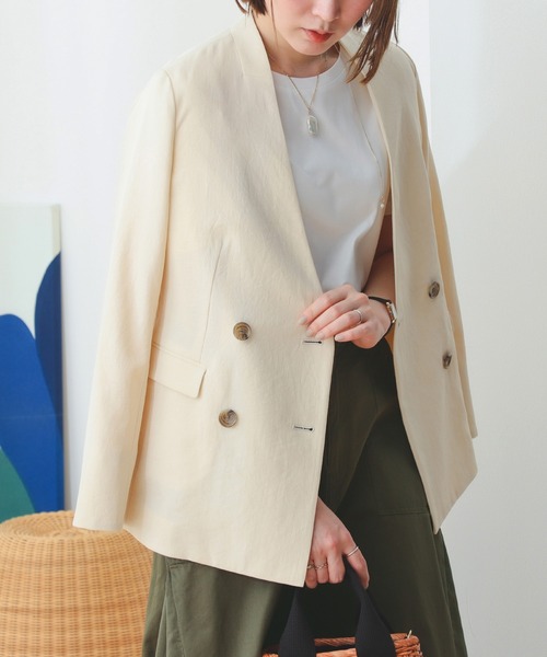 B:MING by BEAMS(ビーミングバイビームス)の「B:MING by BEAMS / 麻混 ジャケット(ノーカラージャケット・レディース・ライトベージュ/ブラウン・SMALL/MEDIUM)」の19枚目の写真