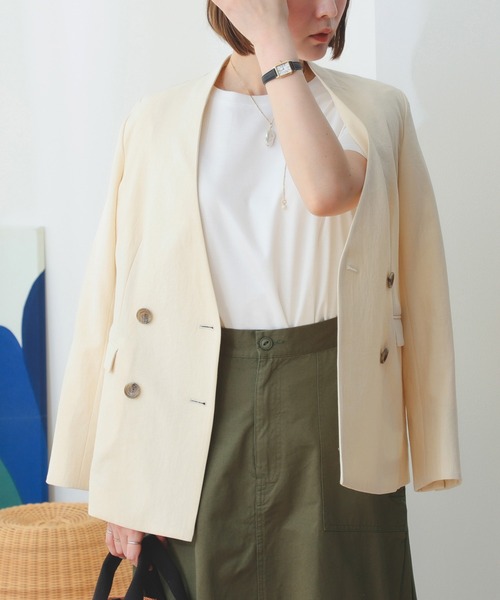 B:MING by BEAMS(ビーミングバイビームス)の「B:MING by BEAMS / 麻混 ジャケット(ノーカラージャケット・レディース・ライトベージュ/ブラウン・SMALL/MEDIUM)」の18枚目の写真