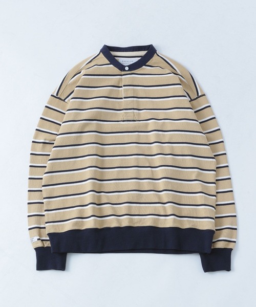 BAYFLOW（ベイフロー）の「ラガーポロロンT（Tシャツ/カットソー・メンズ・ブルー/ベージュ・MEDIUM/LARGE）」の2枚目の写真