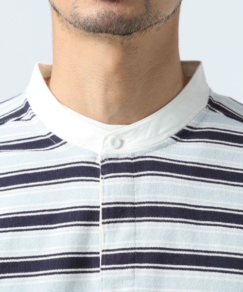 BAYFLOW（ベイフロー）の「ラガーポロロンT（Tシャツ/カットソー・メンズ・ブルー/ベージュ・MEDIUM/LARGE）」の9枚目の写真