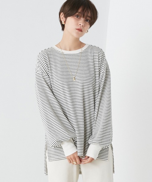 OMNES（オムネス）の「リブボリューム袖プルオーバー長袖（その他トップス・レディース・オレンジ/ホワイト系その他/アイボリー/ブラック/オリーブ・FREE）」の3枚目の写真