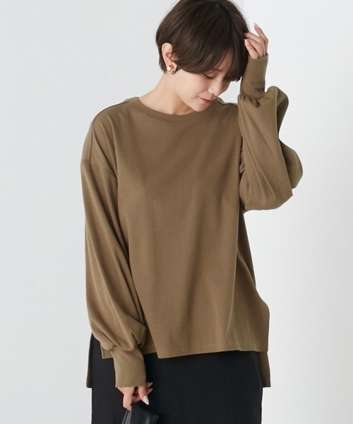 OMNES（オムネス）の「リブボリューム袖プルオーバー長袖（その他トップス・レディース・オレンジ/ホワイト系その他/アイボリー/ブラック/オリーブ・FREE）」の5枚目の写真