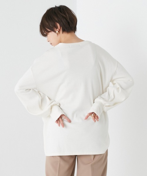 OMNES（オムネス）の「リブボリューム袖プルオーバー長袖（その他トップス・レディース・オレンジ/ホワイト系その他/アイボリー/ブラック/オリーブ・FREE）」の15枚目の写真