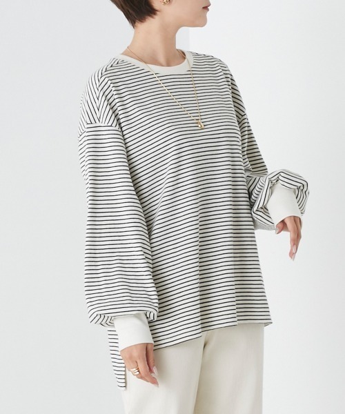 OMNES（オムネス）の「リブボリューム袖プルオーバー長袖（その他トップス・レディース・オレンジ/ホワイト系その他/アイボリー/ブラック/オリーブ・FREE）」の21枚目の写真