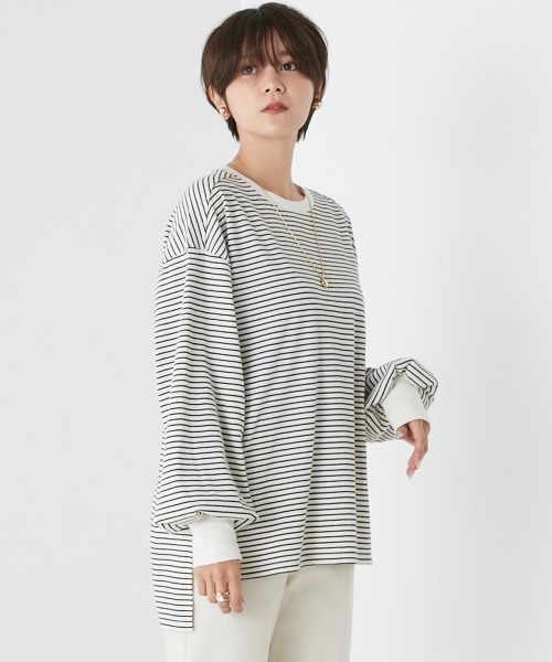 OMNES（オムネス）の「リブボリューム袖プルオーバー長袖（その他トップス・レディース・オレンジ/ホワイト系その他/アイボリー/ブラック/オリーブ・FREE）」の16枚目の写真