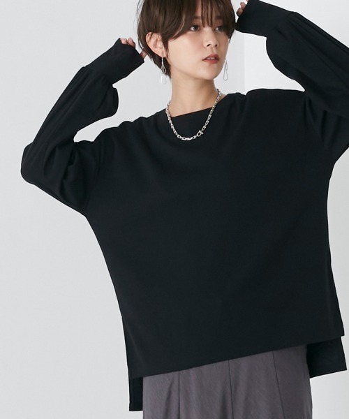 OMNES（オムネス）の「リブボリューム袖プルオーバー長袖（その他トップス・レディース・オレンジ/ホワイト系その他/アイボリー/ブラック/オリーブ・FREE）」の7枚目の写真