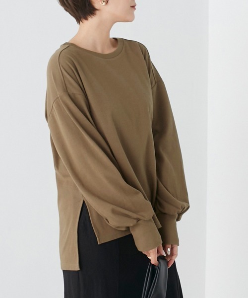 OMNES（オムネス）の「リブボリューム袖プルオーバー長袖（その他トップス・レディース・オレンジ/ホワイト系その他/アイボリー/ブラック/オリーブ・FREE）」の22枚目の写真