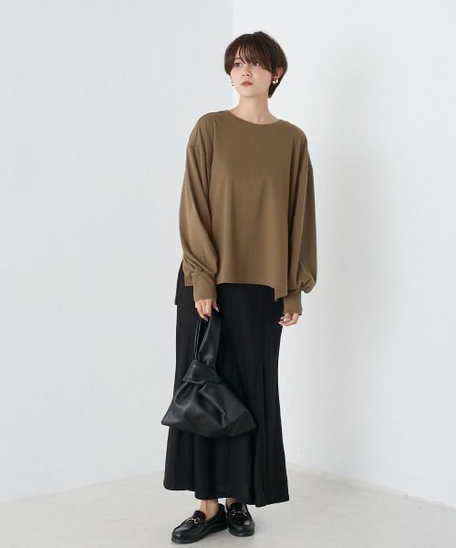 OMNES（オムネス）の「リブボリューム袖プルオーバー長袖（その他トップス・レディース・オレンジ/ホワイト系その他/アイボリー/ブラック/オリーブ・FREE）」の20枚目の写真