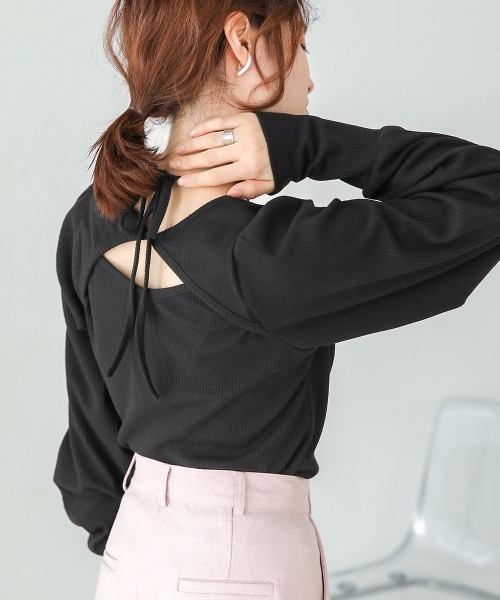 Bab(バブ)の「前後2WAYアシンメトリーカットソー(Tシャツ/カットソー・レディース・A/グリーン/ブラック/アイボリー・FREE)」の3枚目の写真