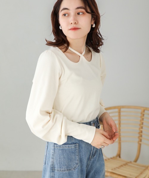 Bab(バブ)の「前後2WAYアシンメトリーカットソー(Tシャツ/カットソー・レディース・A/グリーン/ブラック/アイボリー・FREE)」の5枚目の写真