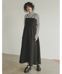 Re:EDIT | [2023S/S COLLECTION[低身長/高身長サイズ有]ふくれジャガードホルターデザイン2WAYハイウエストキャミワンピース(ジャンパースカート)