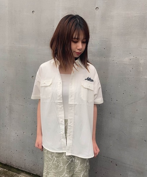 ADIRA（アディラ）の「T/Cワークシャツ（シャツ/ブラウス・レディース・ホワイト/ブラック・SMALL）」の4枚目の写真