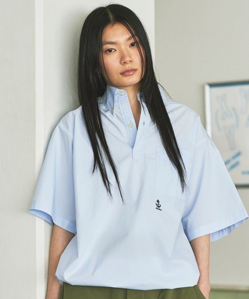 FIDELITY（フィデリティ）の「BUTTON DOWN S/S SHIRT PULLOVER / プルオーバーボタンダウン半袖シャツ（シャツ/ブラウス・メンズ・サックスブルー/ネイビー/オフホワイト・MEDIUM/LARGE/FREE）」の3枚目の写真