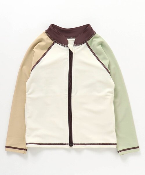 apres les cours(アプレレクール)の「【UVカット】バイカラー・ラッシュガード(ラッシュガード・キッズ・アイボリー/サックスブルー・100/130/90/110/80/140/120)」の2枚目の写真