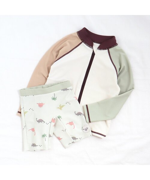 apres les cours(アプレレクール)の「【UVカット】バイカラー・ラッシュガード(ラッシュガード・キッズ・アイボリー/サックスブルー・100/130/90/110/80/140/120)」の17枚目の写真