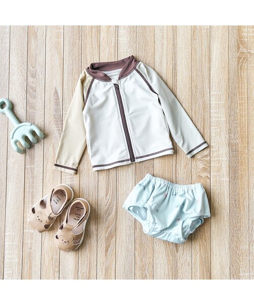 apres les cours(アプレレクール)の「【UVカット】バイカラー・ラッシュガード(ラッシュガード・キッズ・アイボリー/サックスブルー・100/130/90/110/80/140/120)」の3枚目の写真