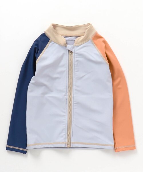 apres les cours(アプレレクール)の「【UVカット】バイカラー・ラッシュガード(ラッシュガード・キッズ・アイボリー/サックスブルー・100/130/90/110/80/140/120)」の9枚目の写真