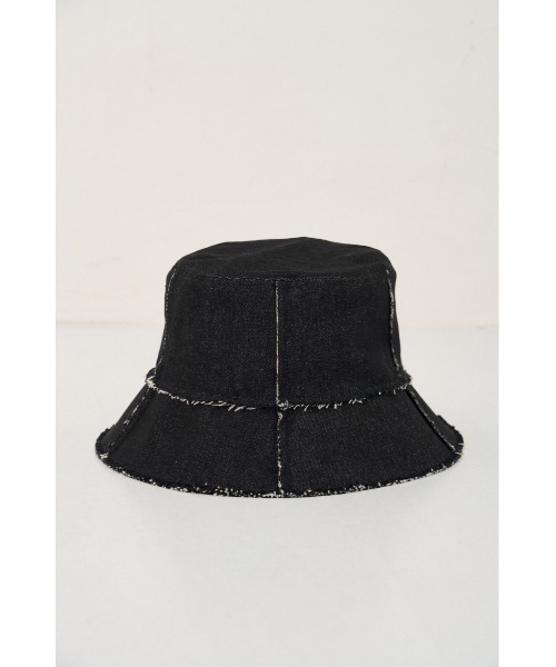 AZUL by moussy(アズールバイマウジー)の「CUT OFF DENIM BUCKET HAT/カットオフデニムバケットハット(ハット・レディース・ブラック/ブルー・FREE)」の3枚目の写真