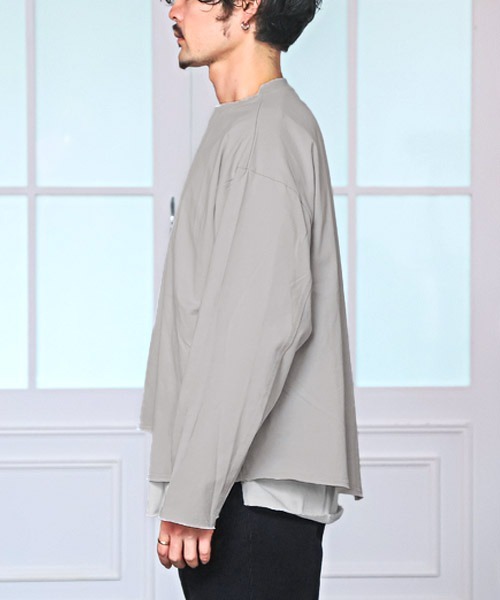 LUXSTYLE（ラグスタイル）の「ノースリーブアンサンブルクロップドロンT（アンサンブル・メンズ・グレー×ホワイト/ブラック×ホワイト/ブラック×ブラック・M/L）」の7枚目の写真