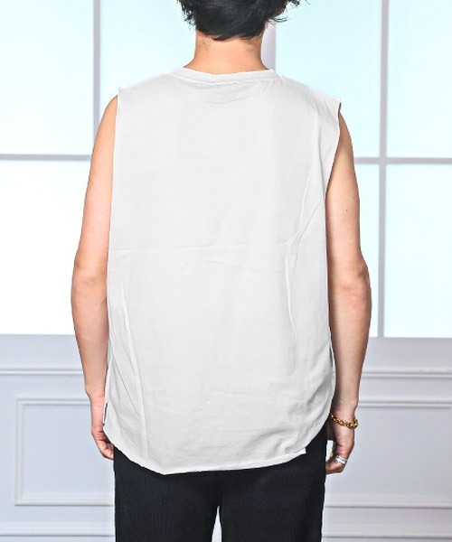 LUXSTYLE（ラグスタイル）の「ノースリーブアンサンブルクロップドロンT（アンサンブル・メンズ・グレー×ホワイト/ブラック×ホワイト/ブラック×ブラック・M/L）」の20枚目の写真