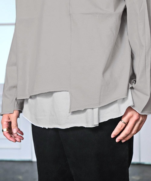 LUXSTYLE（ラグスタイル）の「ノースリーブアンサンブルクロップドロンT（アンサンブル・メンズ・グレー×ホワイト/ブラック×ホワイト/ブラック×ブラック・M/L）」の18枚目の写真