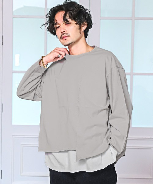 LUXSTYLE（ラグスタイル）の「ノースリーブアンサンブルクロップドロンT（アンサンブル・メンズ・グレー×ホワイト/ブラック×ホワイト/ブラック×ブラック・M/L）」の22枚目の写真