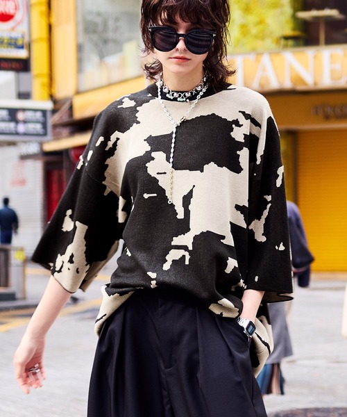 ENDER PRODUCTS（エンダープロダクツ）の「マルチパターンWジャガードサマーニットS/Sプルオーバー/ブロックチェック/タイダイ 【ENDER PRODUCTS/エンダープロダクツ】（ニット/セーター・メンズ・ブラック系/グリーン系/グレー系/アイボリー系/ブルー系・L/M）」の8枚目の写真