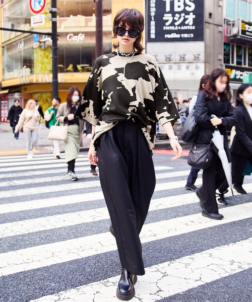 ENDER PRODUCTS（エンダープロダクツ）の「マルチパターンWジャガードサマーニットS/Sプルオーバー/ブロックチェック/タイダイ 【ENDER PRODUCTS/エンダープロダクツ】（ニット/セーター・メンズ・ブラック系/グリーン系/グレー系/アイボリー系/ブルー系・L/M）」の9枚目の写真