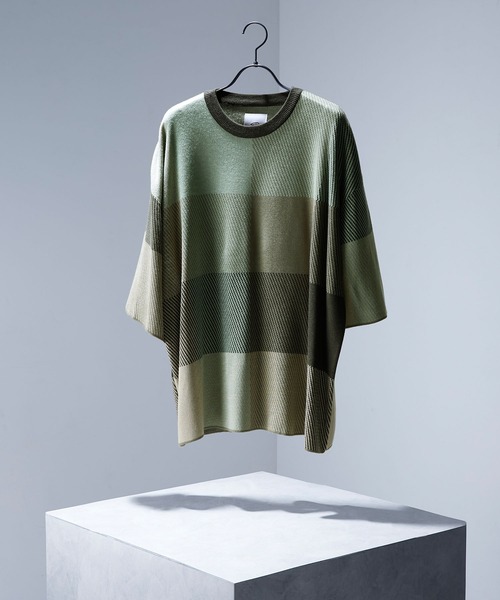 ENDER PRODUCTS（エンダープロダクツ）の「マルチパターンWジャガードサマーニットS/Sプルオーバー/ブロックチェック/タイダイ 【ENDER PRODUCTS/エンダープロダクツ】（ニット/セーター・メンズ・ブラック系/グリーン系/グレー系/アイボリー系/ブルー系・L/M）」の10枚目の写真